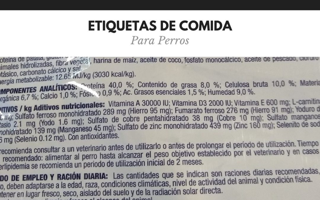Etiquetas de comida para perros
